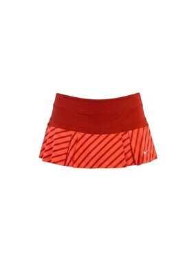 Nike Womens Red Dri-Fit Polyester Striped Athletic Skirt Sporty Fit Size Large